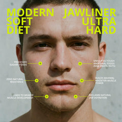 Persona usando Jawliner en sesión de entrenamiento facial, mejora de tono