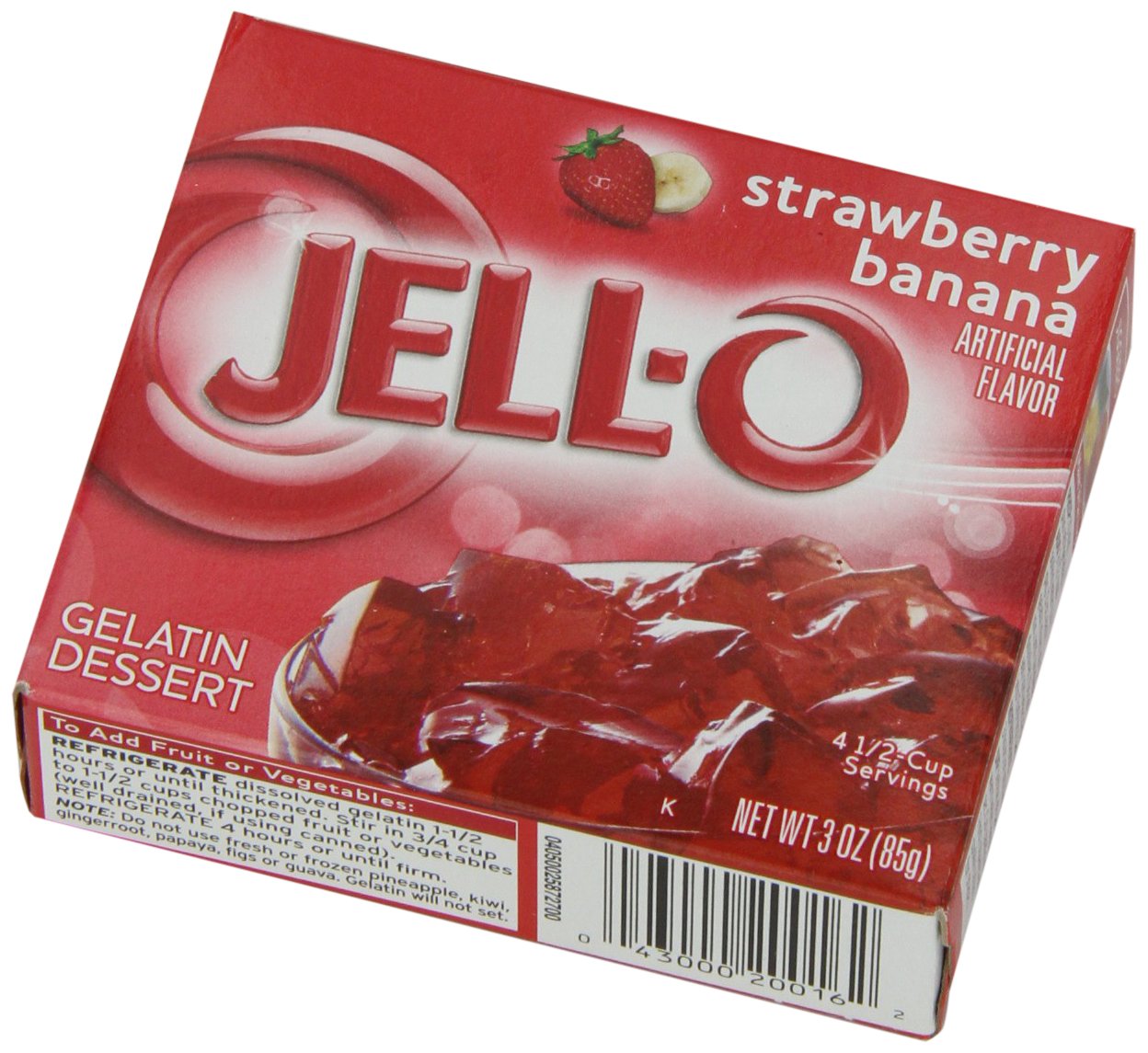 JELL-O etiqueta Kosher y tabla nutricional, información clara