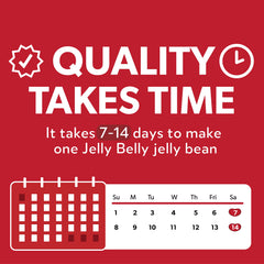 Jelly Belly frijoles en mano para comparar tamaño y cantidad aproximada