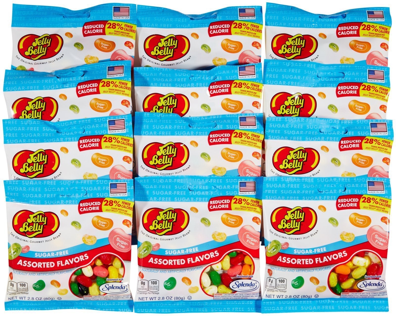 Jelly Belly textura y detalle de grageas sin azúcar, marca y sabor auténtico