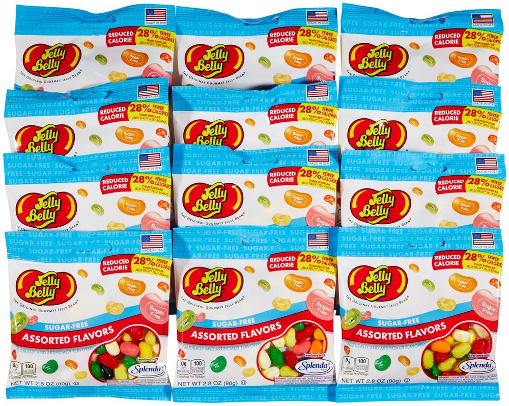 Jelly Belly textura y detalle de grageas sin azúcar, marca y sabor auténtico