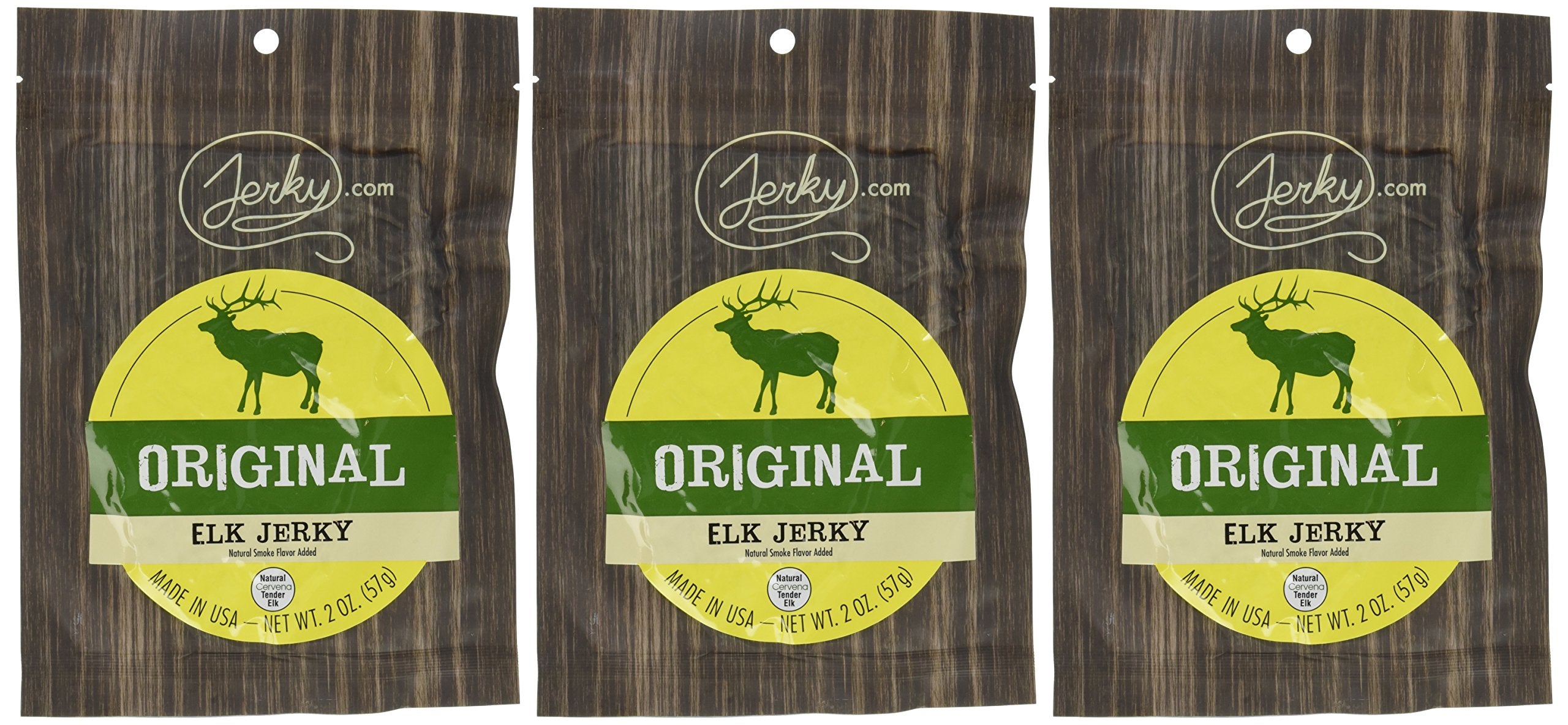 Jerky.com alce junto a regla para comparar tamaño y porción