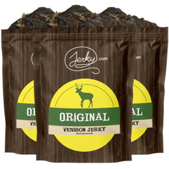 Jerky.com frente del paquete que muestra el diseño y peso, fácil transporte