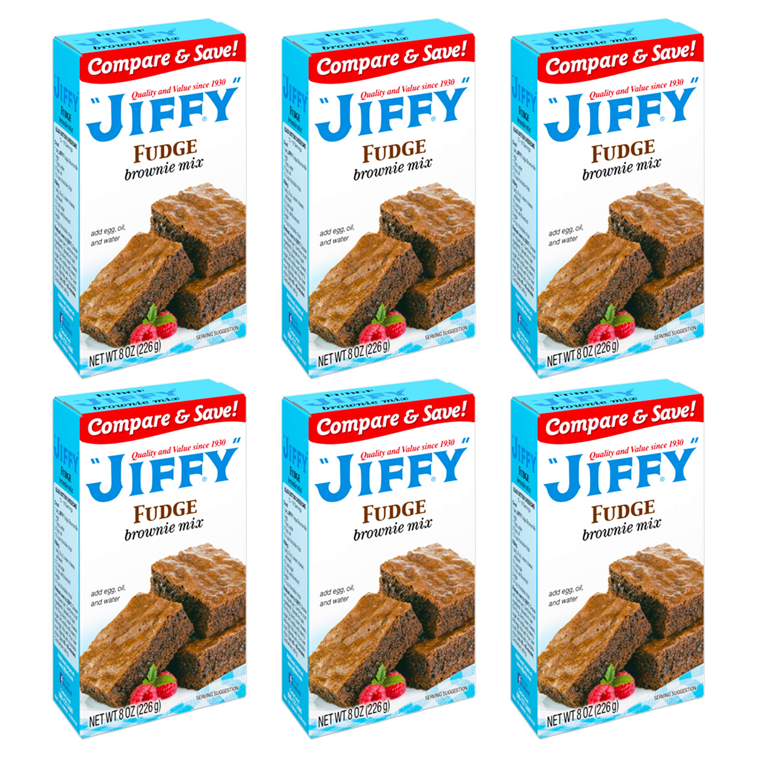 Jiffy pop brownies horneados en plato, textura fudgy lista para servir y compartir