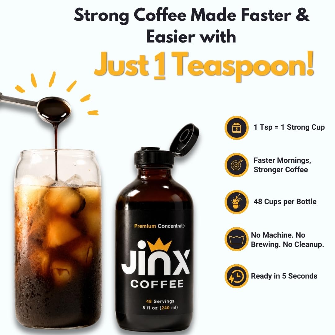 Jinx Coffee en vaso con hielo para iced coffee refrescante y potente