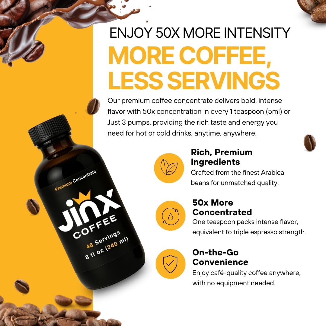 Jinx Coffee botella junto a objetos para comparar tamaño y portabilidad