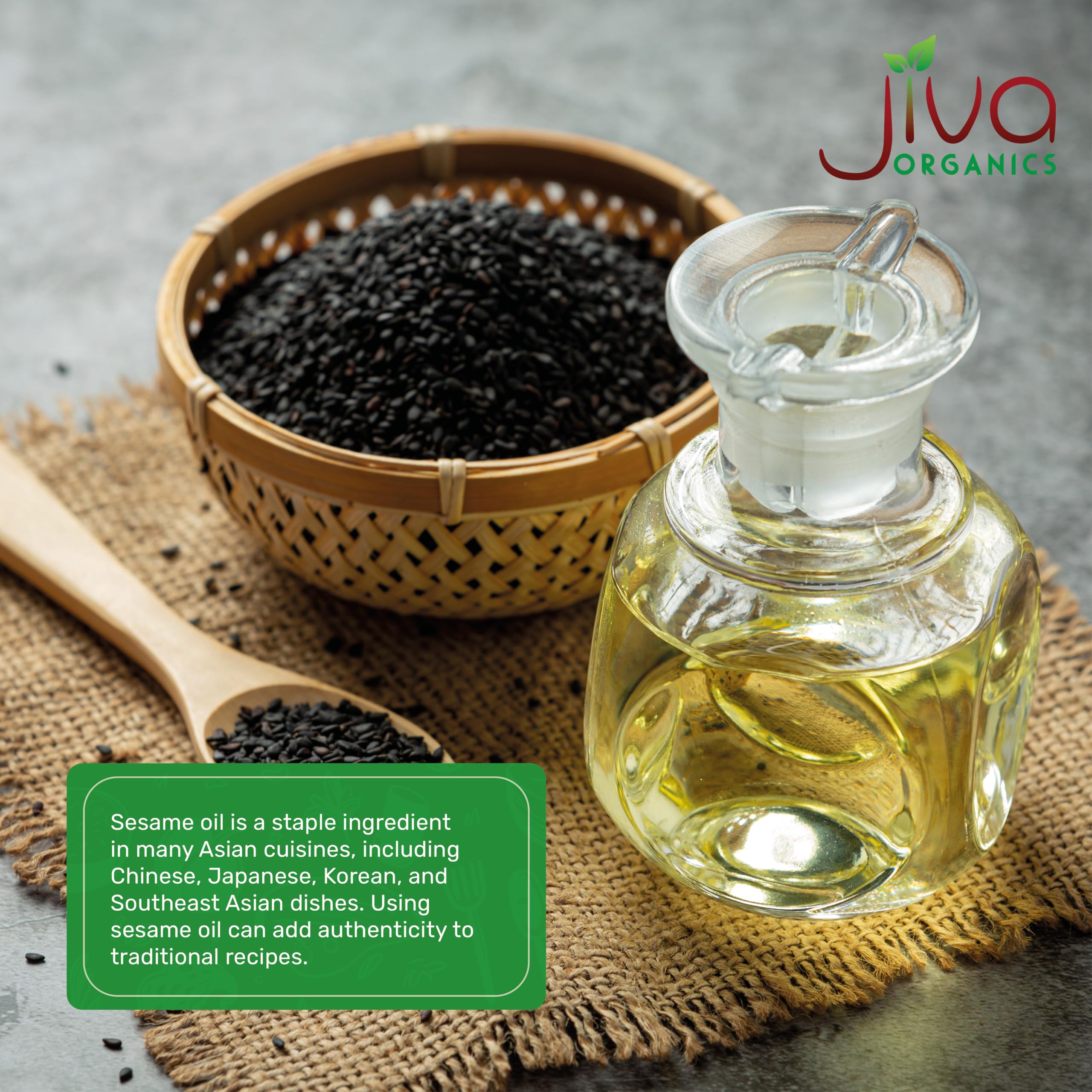 Jiva Organics aceite en cuchara mostrando fluidez y aroma tostado