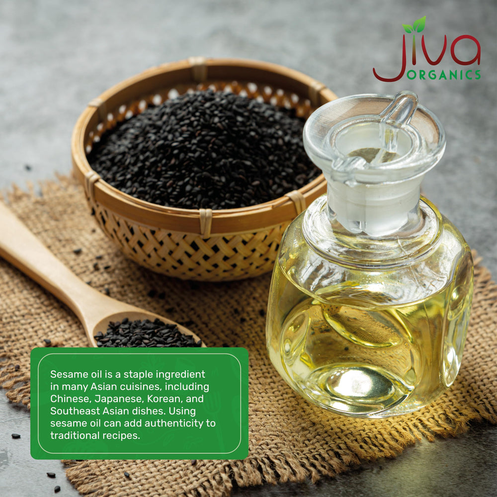 Jiva Organics aceite en cuchara mostrando fluidez y aroma tostado