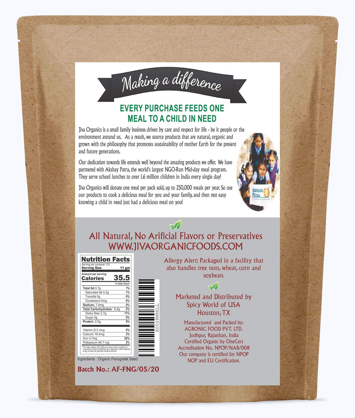 Jiva Organics ambiente de cocina con bolsa, inspiración de uso