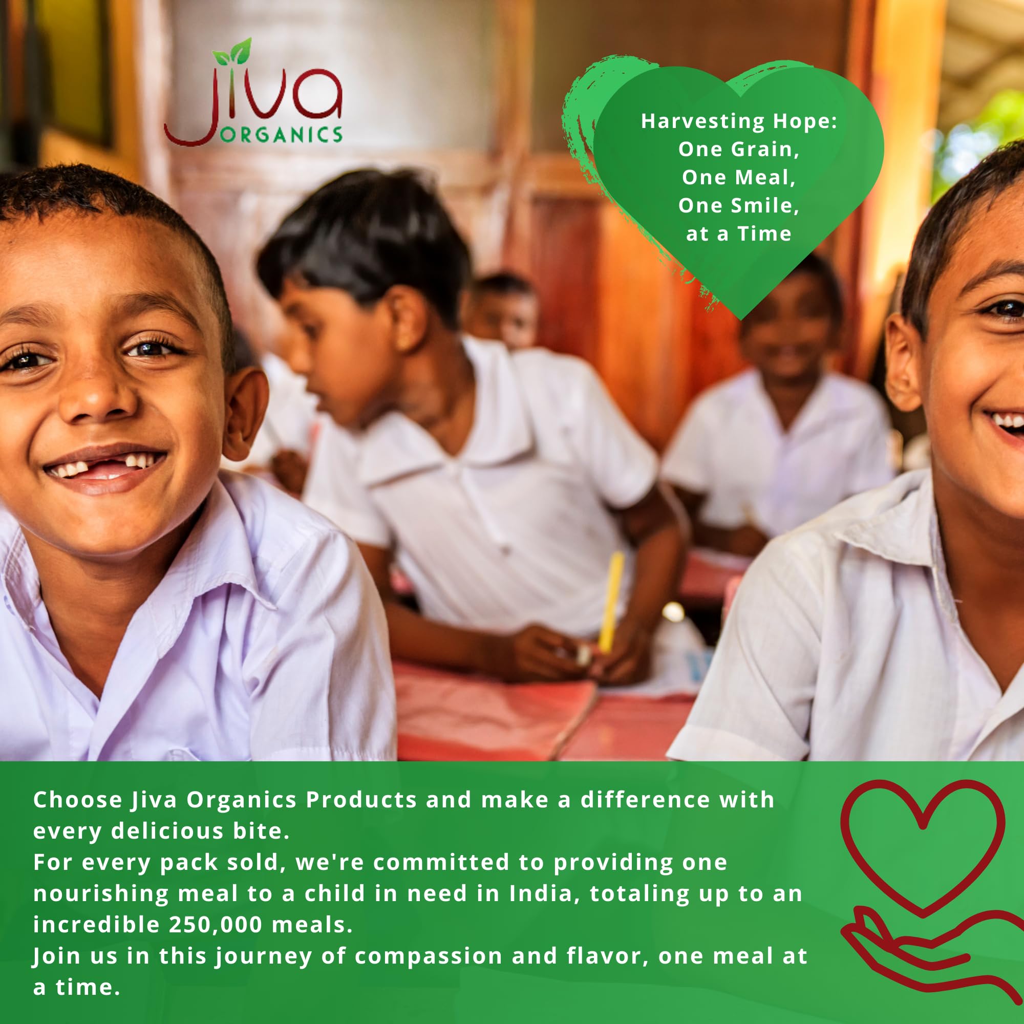 Jiva Organics comparación de tamaño 2.5 lb, suministro a granel