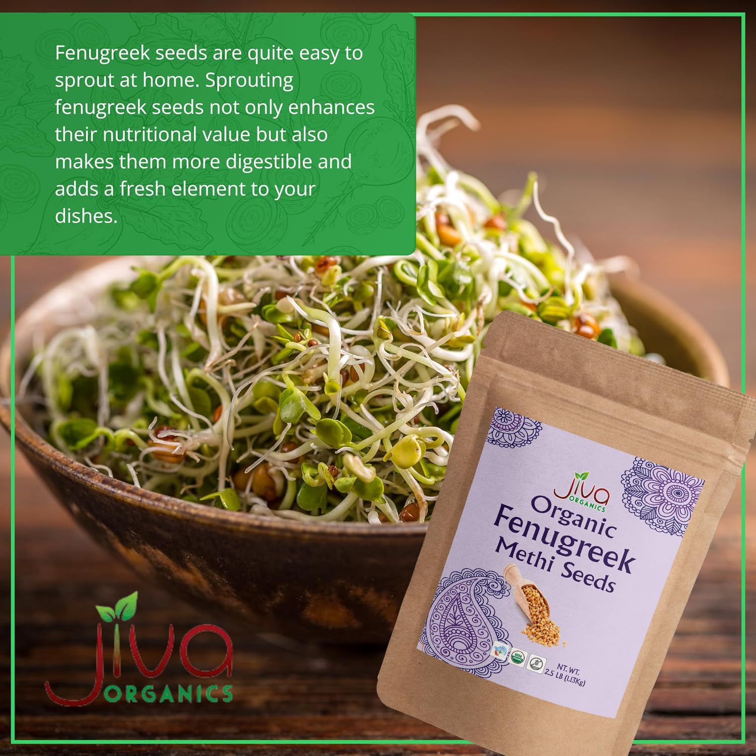 Jiva Organics semillas germinando, opción sproutable saludable