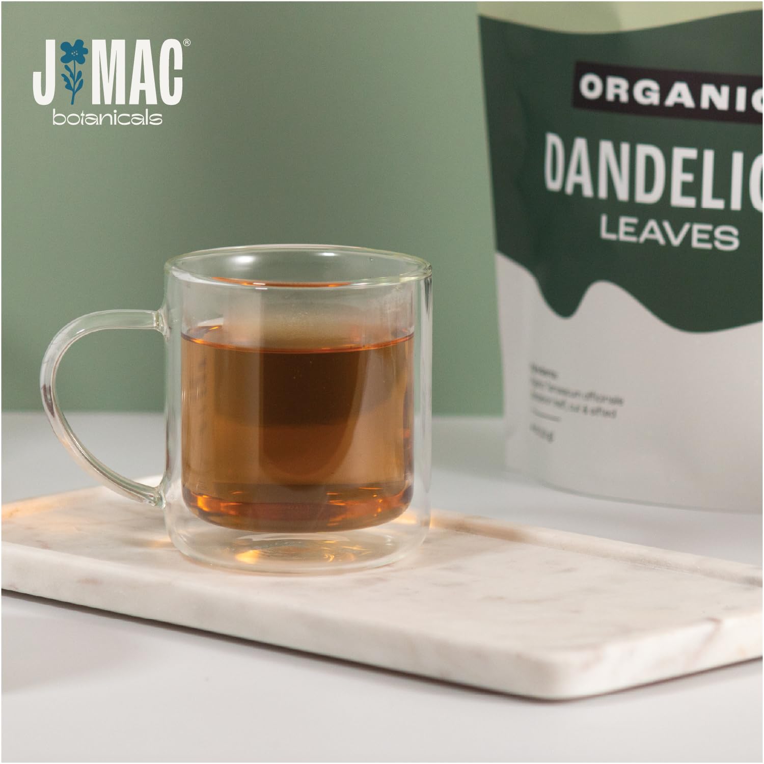 J MAC BOTANICALS infusión en taza, resultado aromático y sin cafeína
