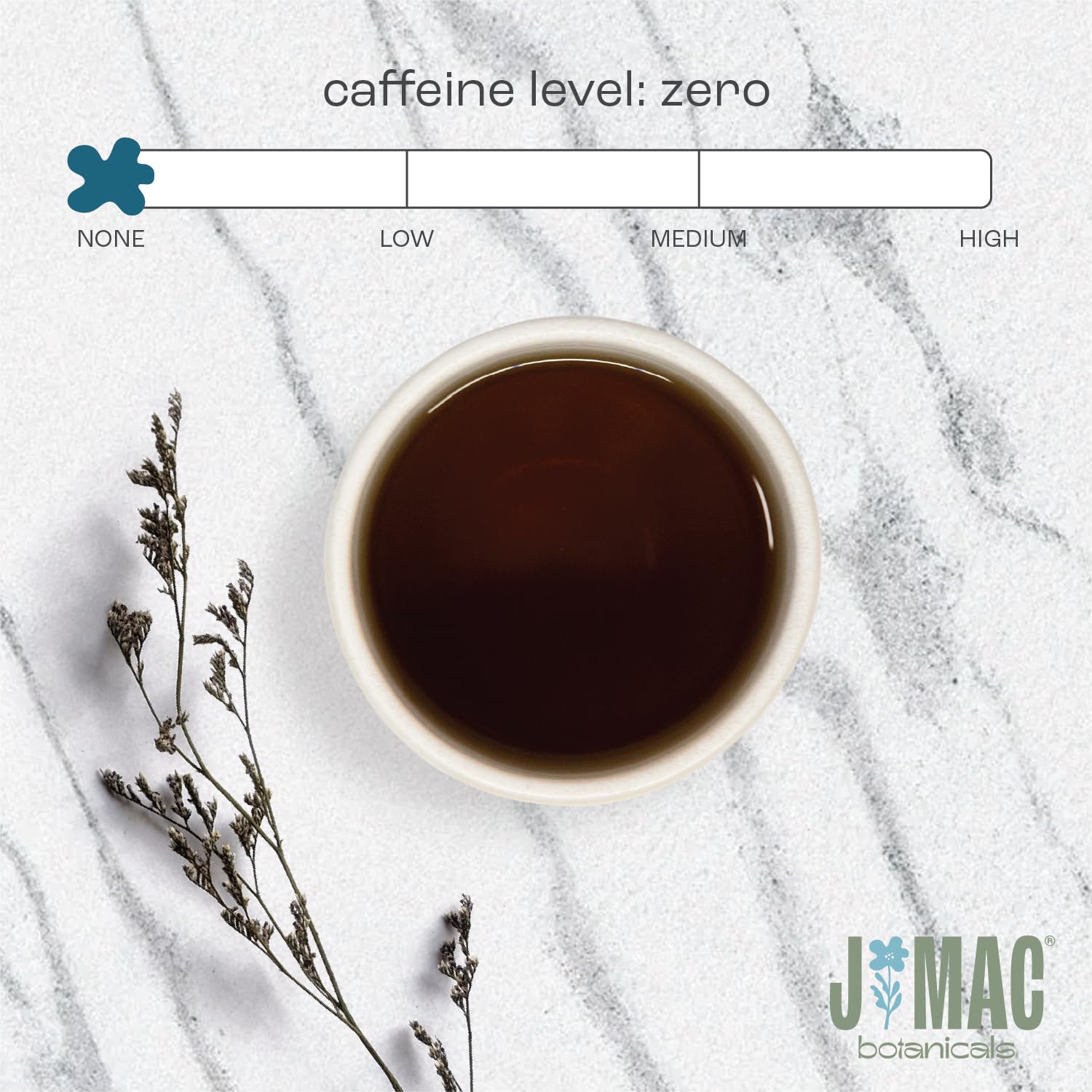 J MAC BOTANICALS etiqueta de certificación orgánica visible, garantía orgánica