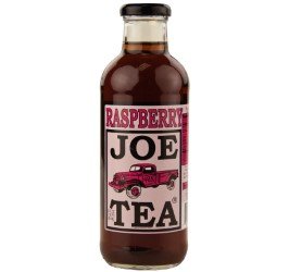 Joe Tea frambuesa botella frontal mostrando etiqueta y beneficio refrescante