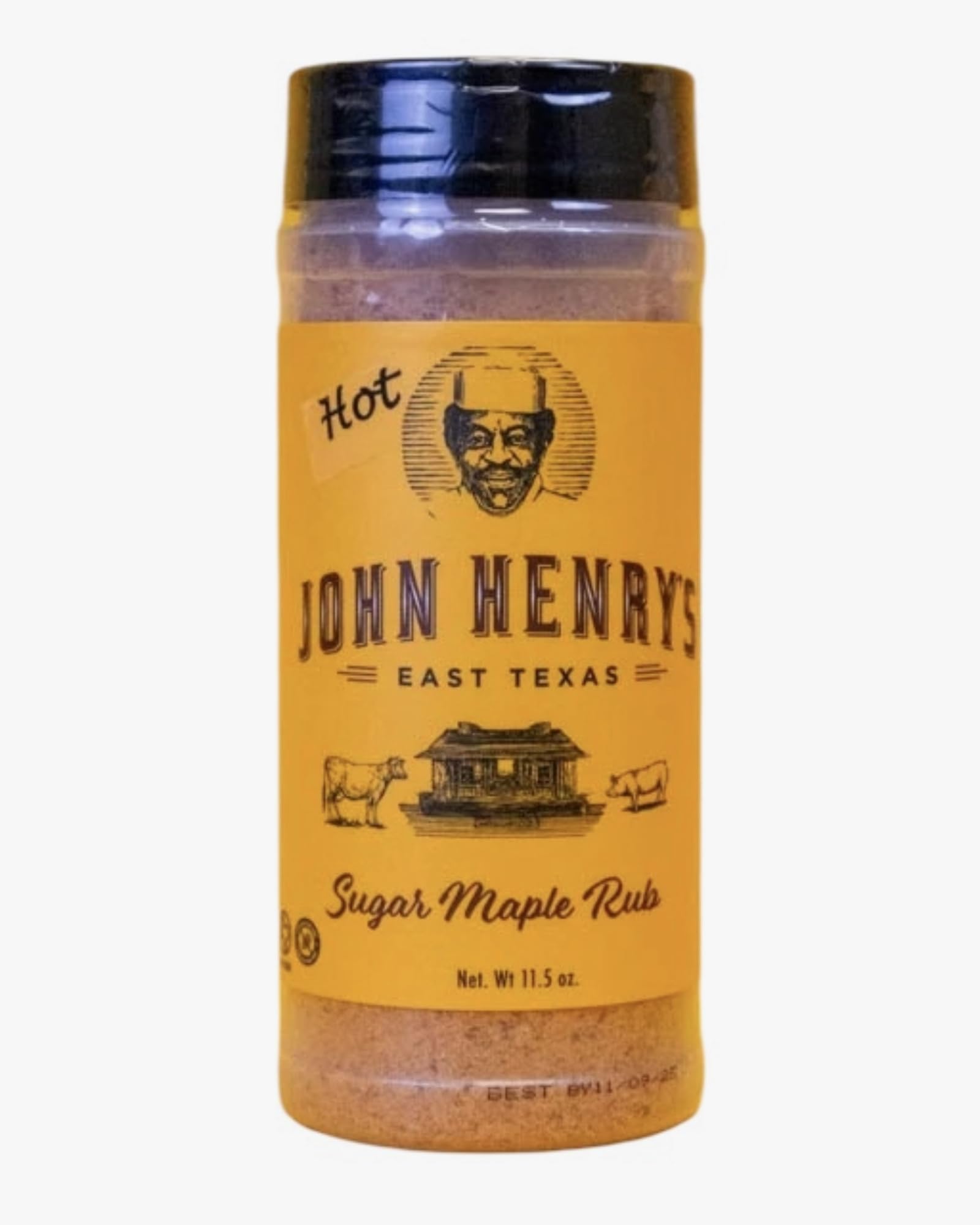 John Henry's envase frontal de 11.5 oz mostrando la etiqueta y uso fácil