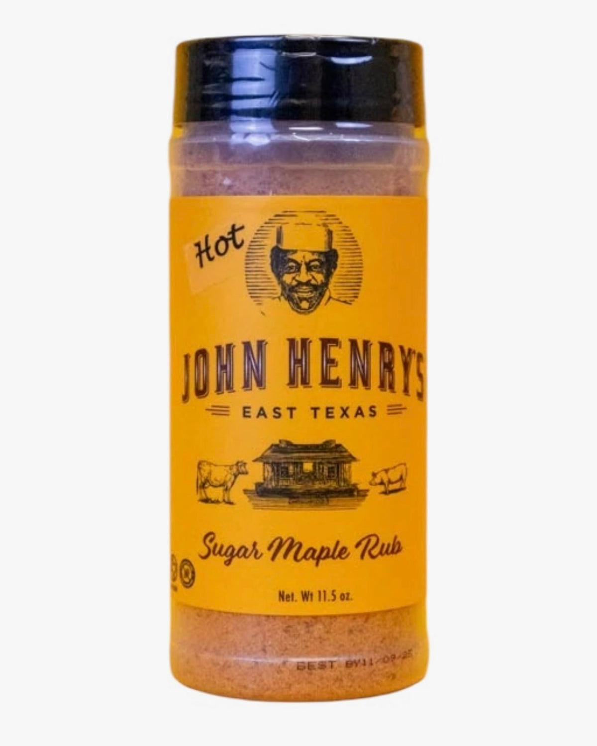 John Henry's envase frontal de 11.5 oz mostrando la etiqueta y uso fácil
