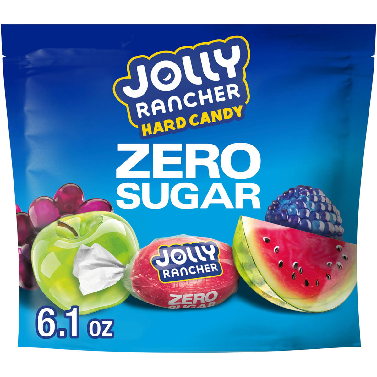 Jolly Rancher bolsa frontal mostrando colores y marca, fácil identificación