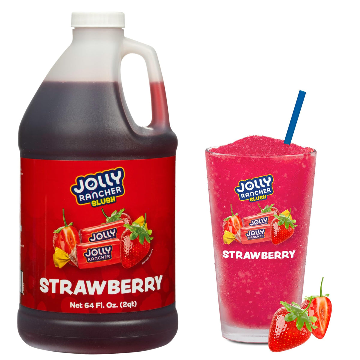 Jolly Rancher Slush botella frontal mostrando etiqueta y beneficio de sabor concentrado