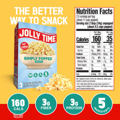 Jolly Time bolsa abierta con palomitas esponjosas, listos para servir