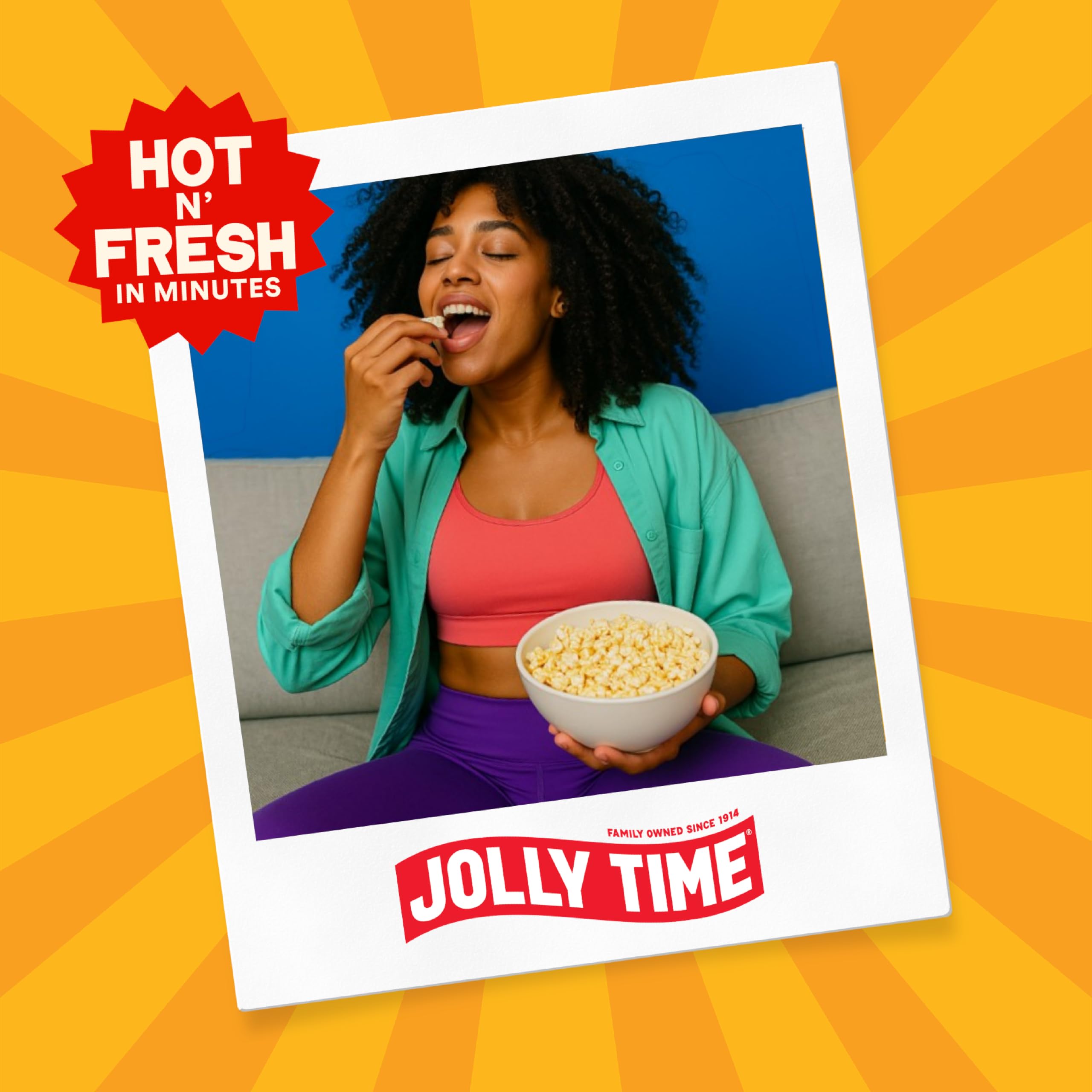 Jolly Time primer plano del aceite de palma usado para crujiente