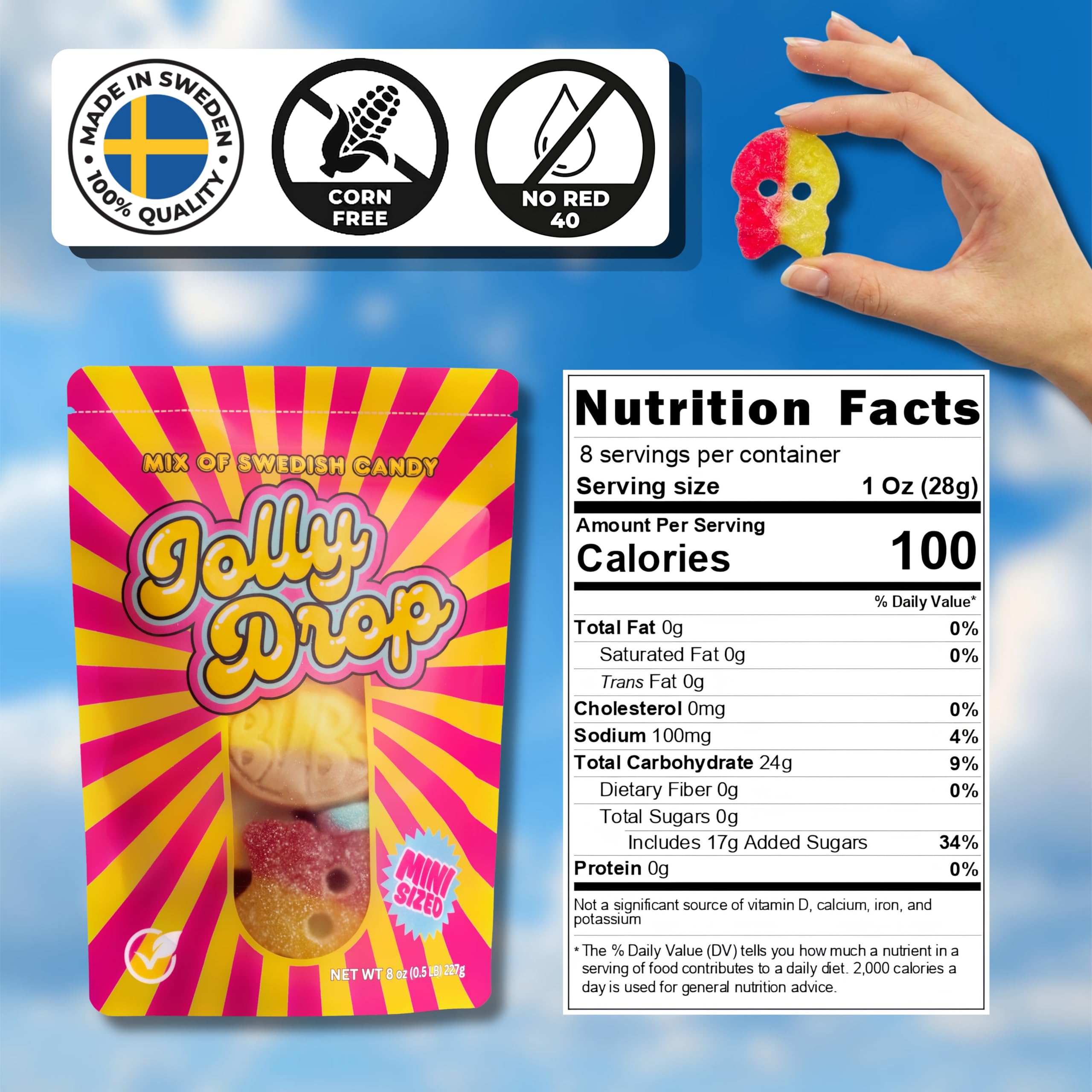 JollyDrop cierre resellable del empaque que conserva frescura