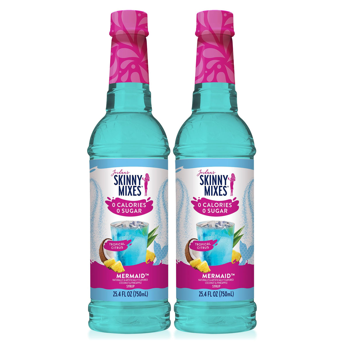 Jordan's Skinny Mixes botella frontal mostrando sabor Mermaid y etiqueta clara