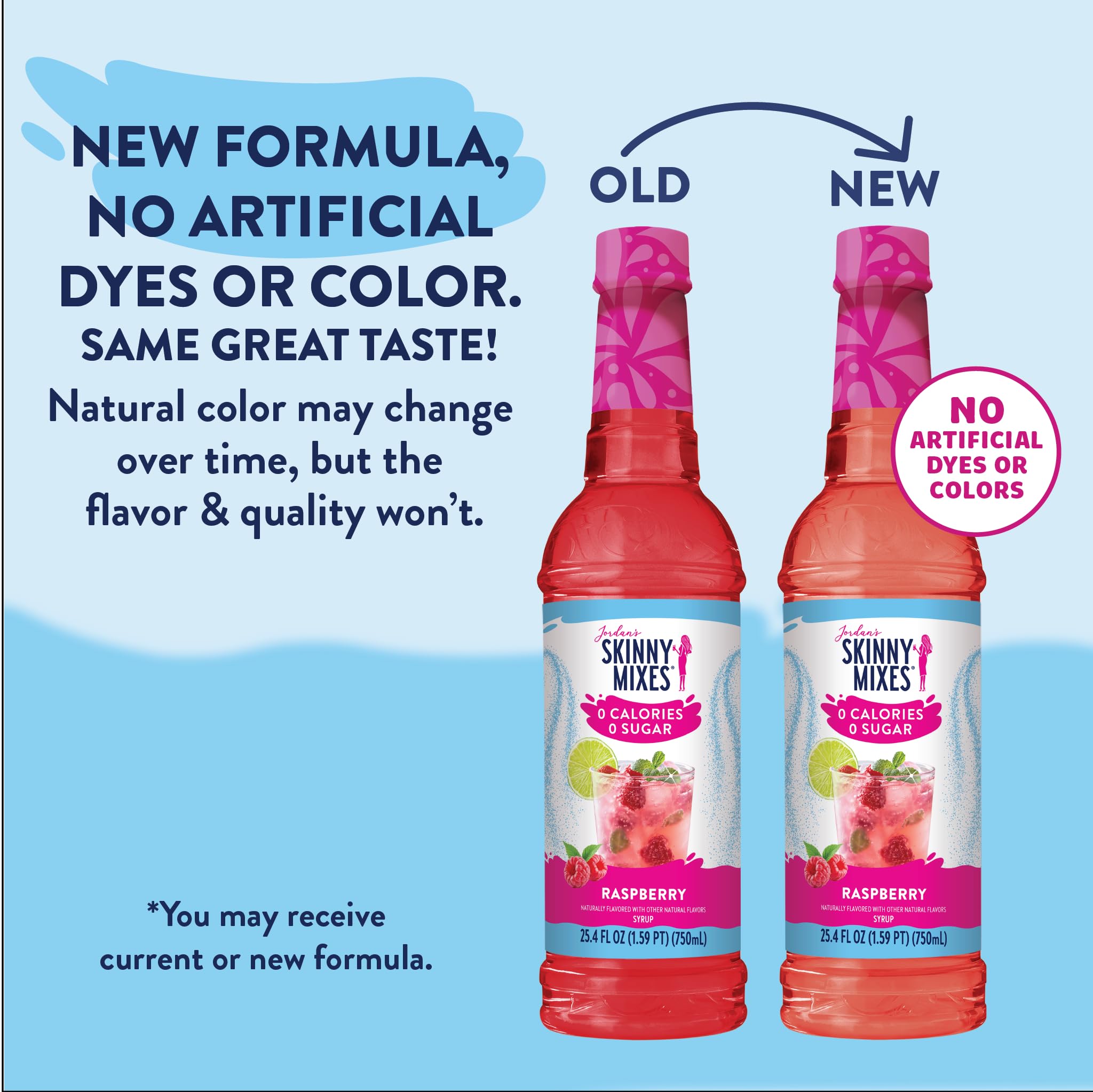 Jordan's Skinny Mixes frambuesa servido en vaso con hielo refresca sin azúcar