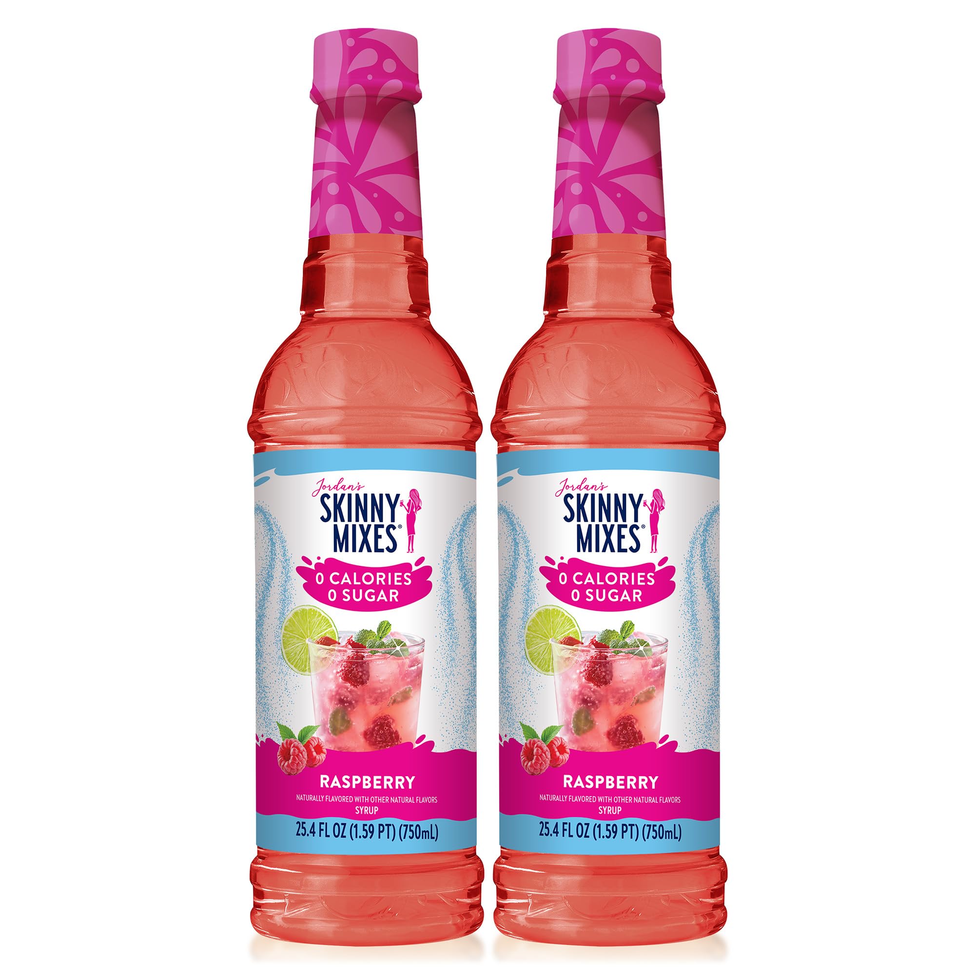 Jordan's Skinny Mixes frambuesa frente mostrando botella y diseño