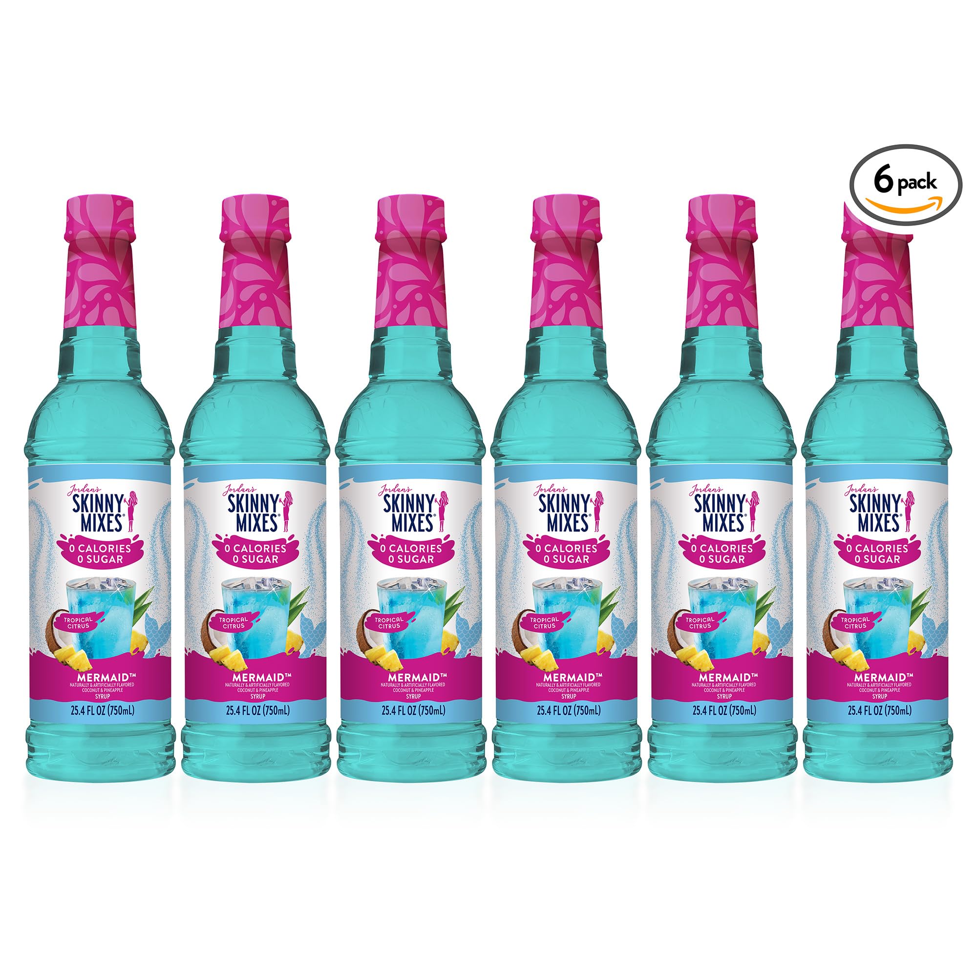 Jordan's Skinny Mixes botella sobre encimera de cocina, listo para preparar bebidas diarias