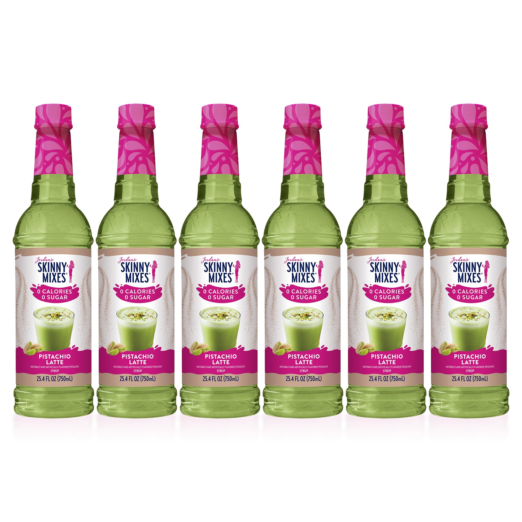 Jordan's Skinny Mixes botella frontal mostrando sabor pistacho y conveniencia