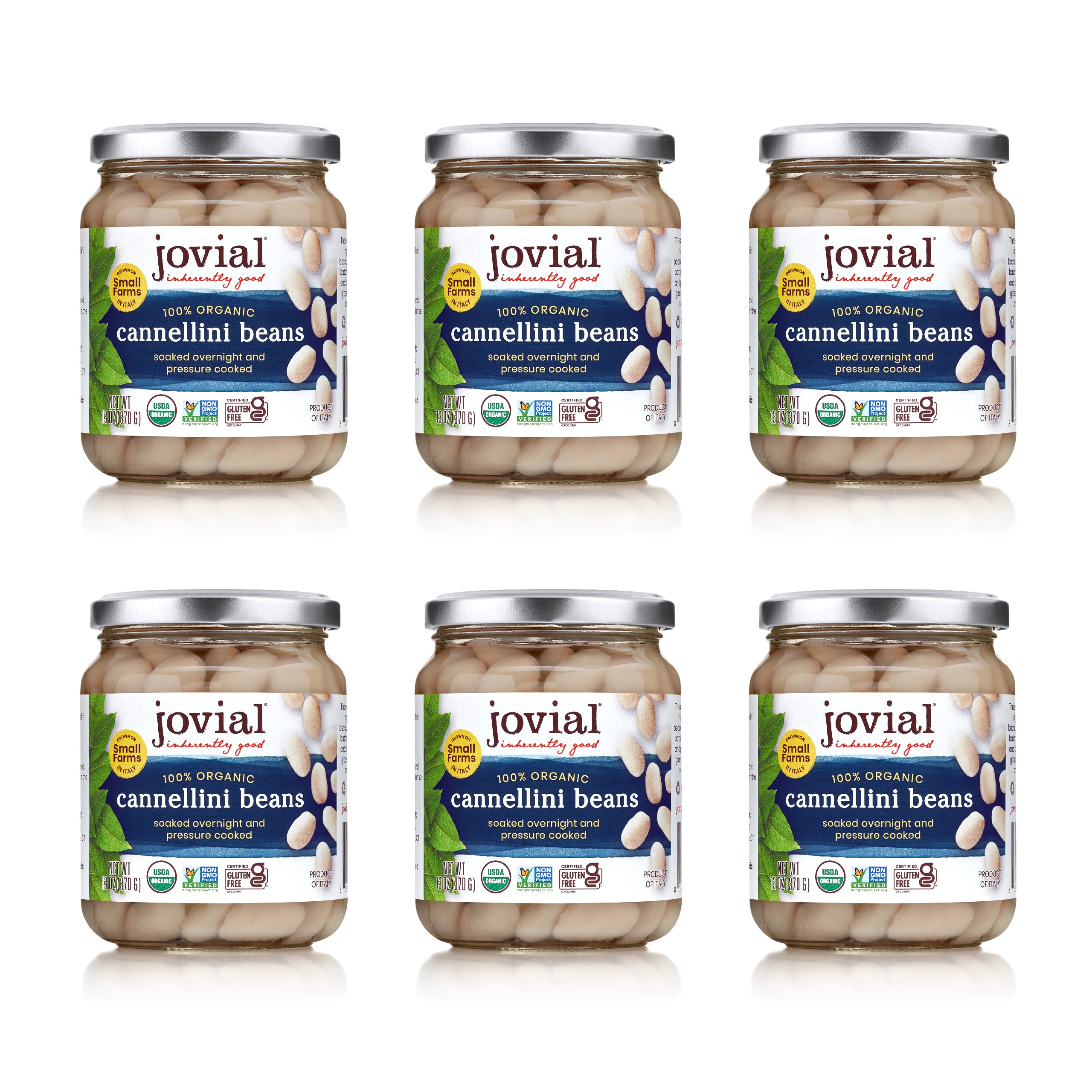 Jovial frasco frontal cannellini muestra etiqueta y vidrio, conveniencia y origen
