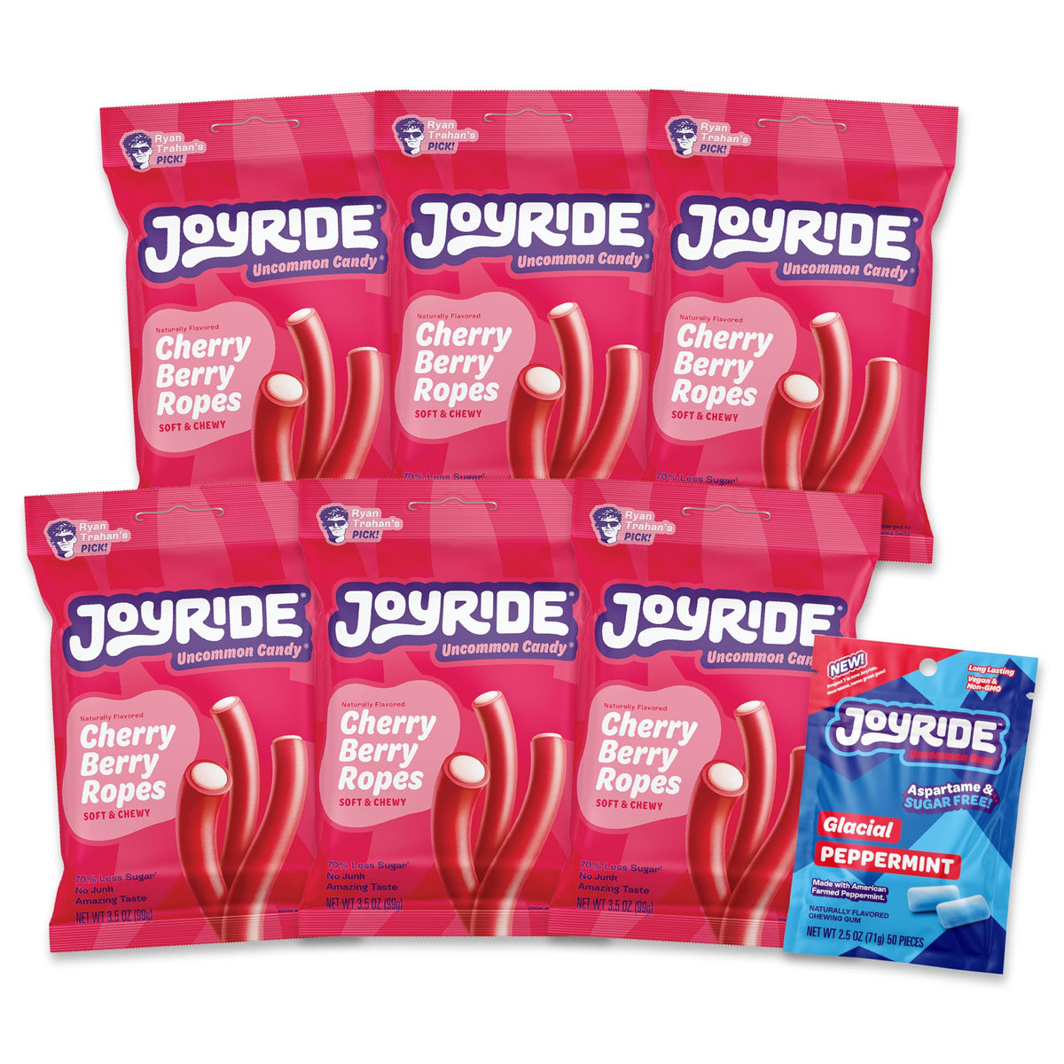 JOYRIDE paquete frontal Cherry Berry Ropes mostrando diseño y conveniencia