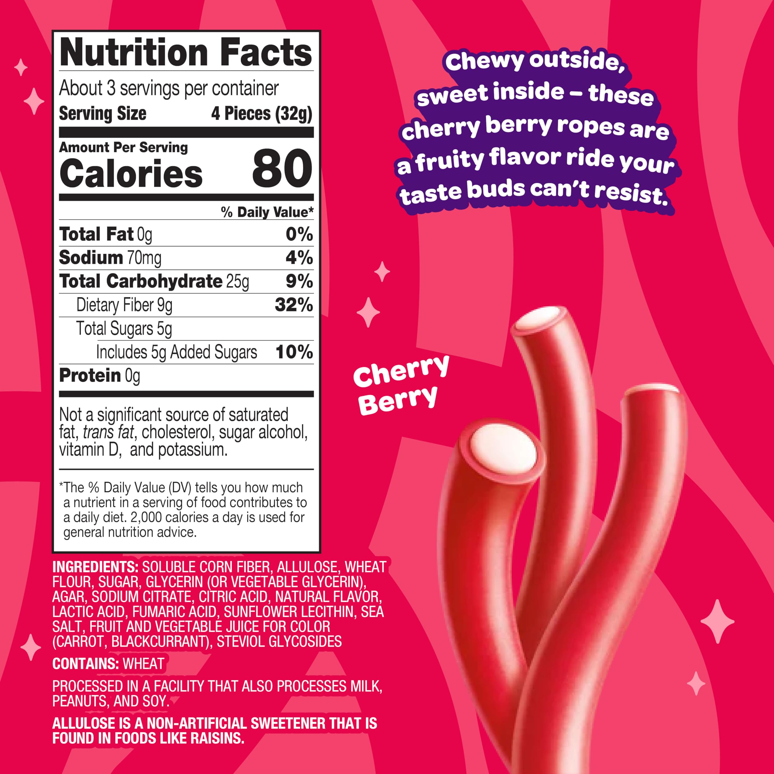 JOYRIDE textura de cuerda cherry-closeup, destaca masticabilidad y sabor
