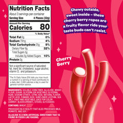 JOYRIDE textura de cuerda cherry-closeup, destaca masticabilidad y sabor