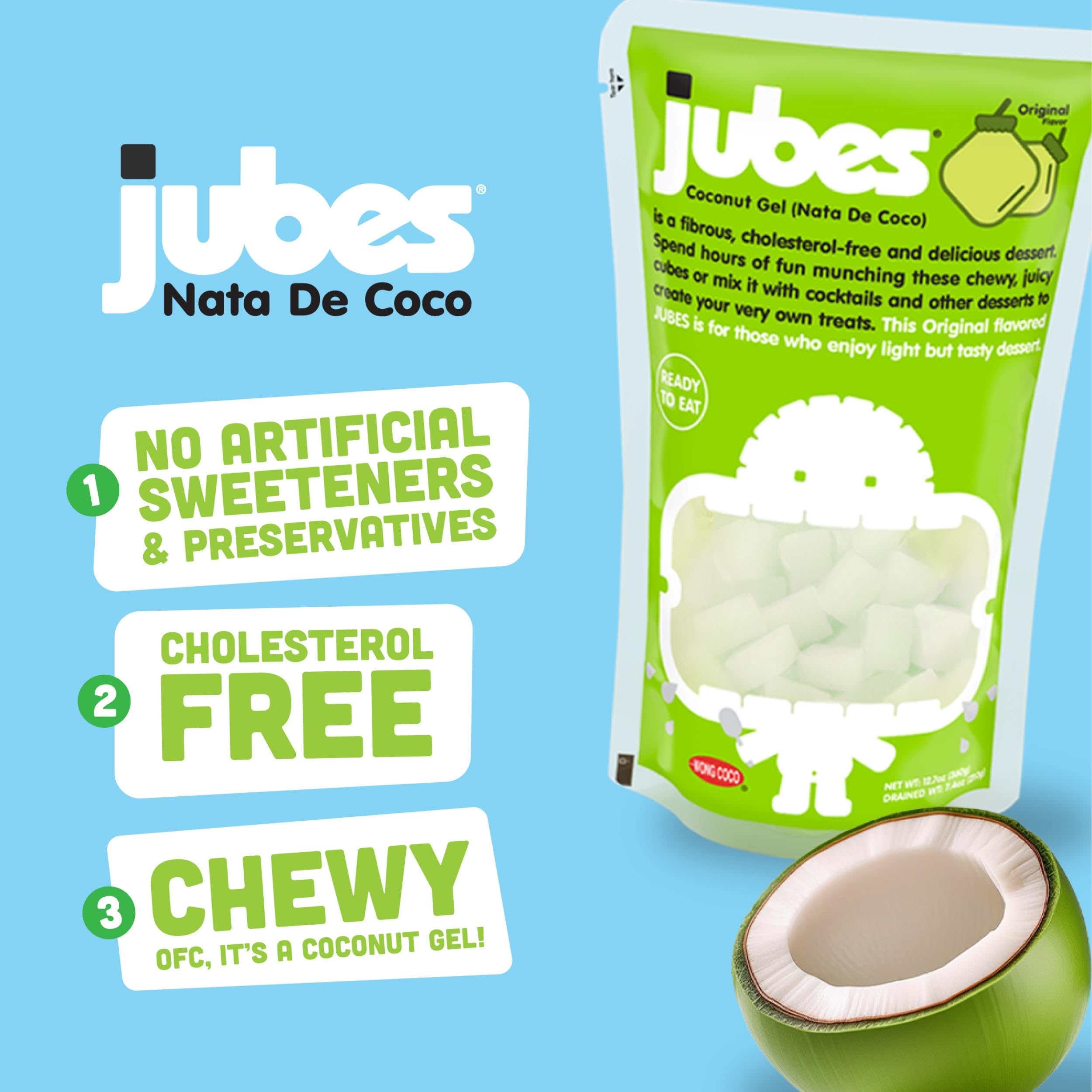 Cubos Jubes en almíbar resaltando conservación y jugosidad