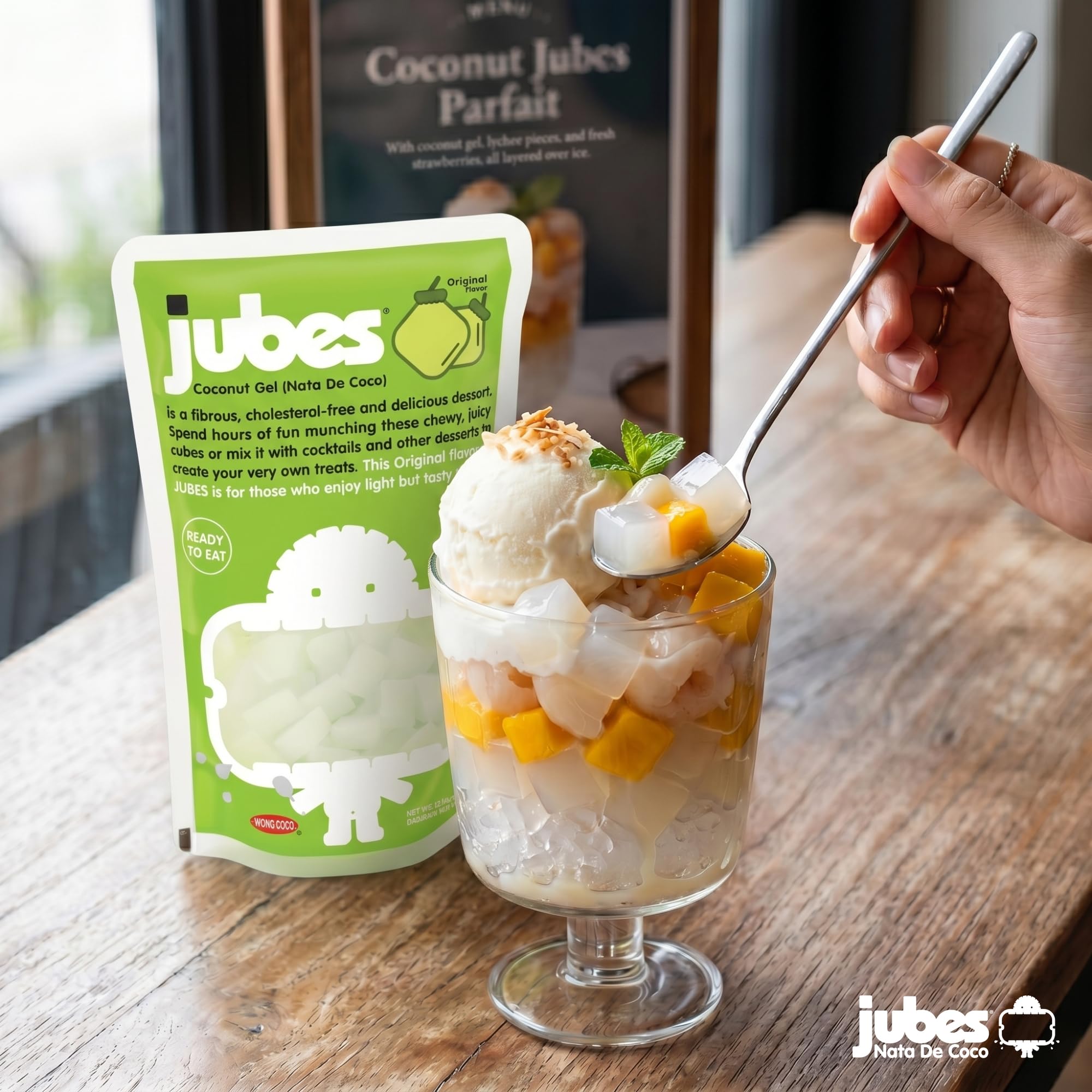 Vaso de bubble tea con Jubes mezclados, Jubes añaden masticabilidad y color