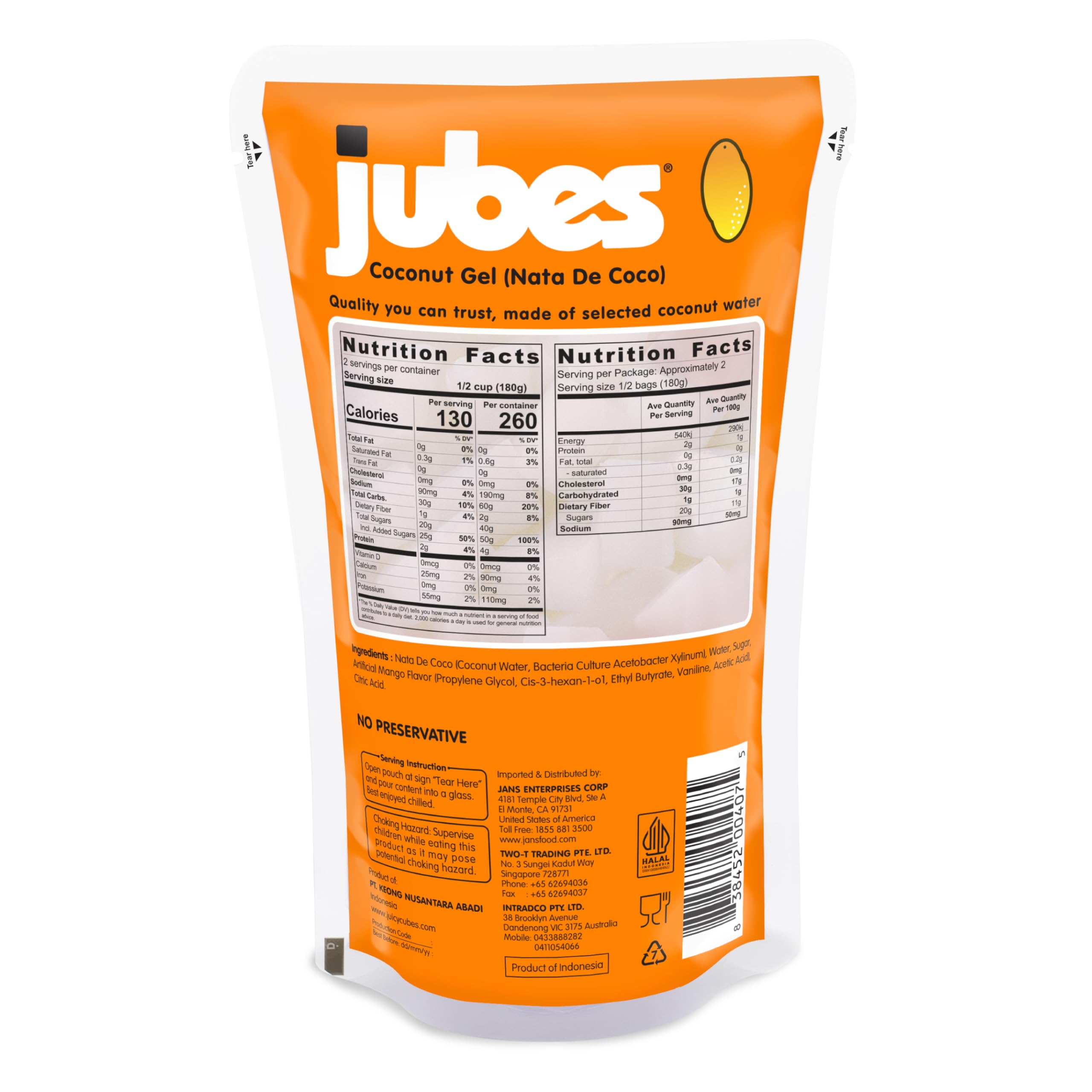 Etiqueta Jubes con información nutricional clara para decisiones informadas