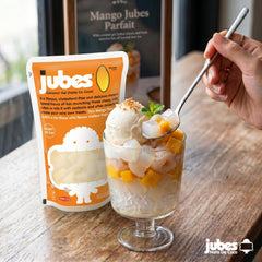 Jubes close-up de textura de nata de coco que mantiene masticabilidad
