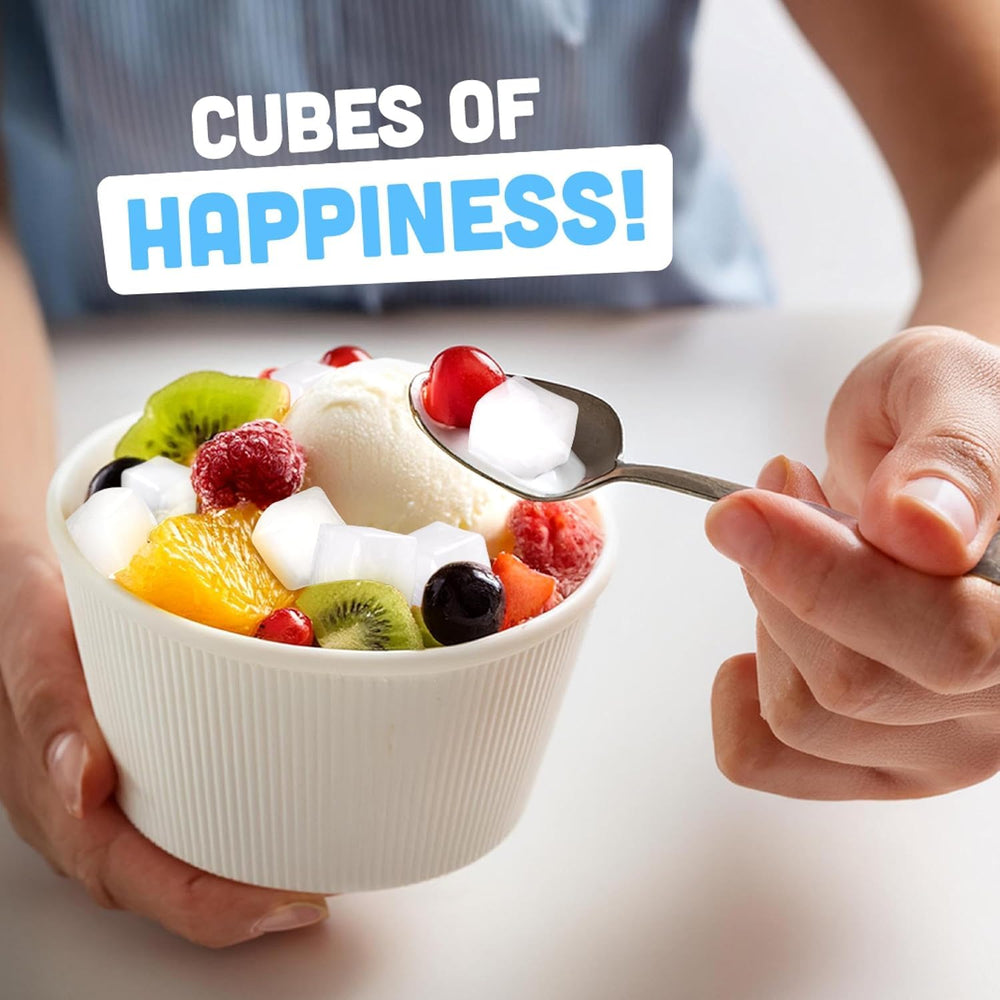 Jubes sobre helado aportando contraste y topping afrutado
