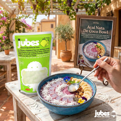 Cucharada de yogur con Jubes encima, Jubes mejoran sabor y textura