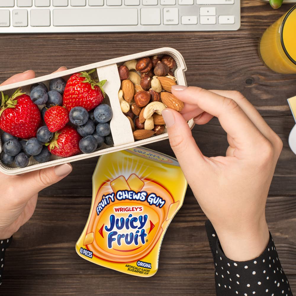 JUICY FRUIT cuatro envases apilados, ahorro y suministro a granel práctico