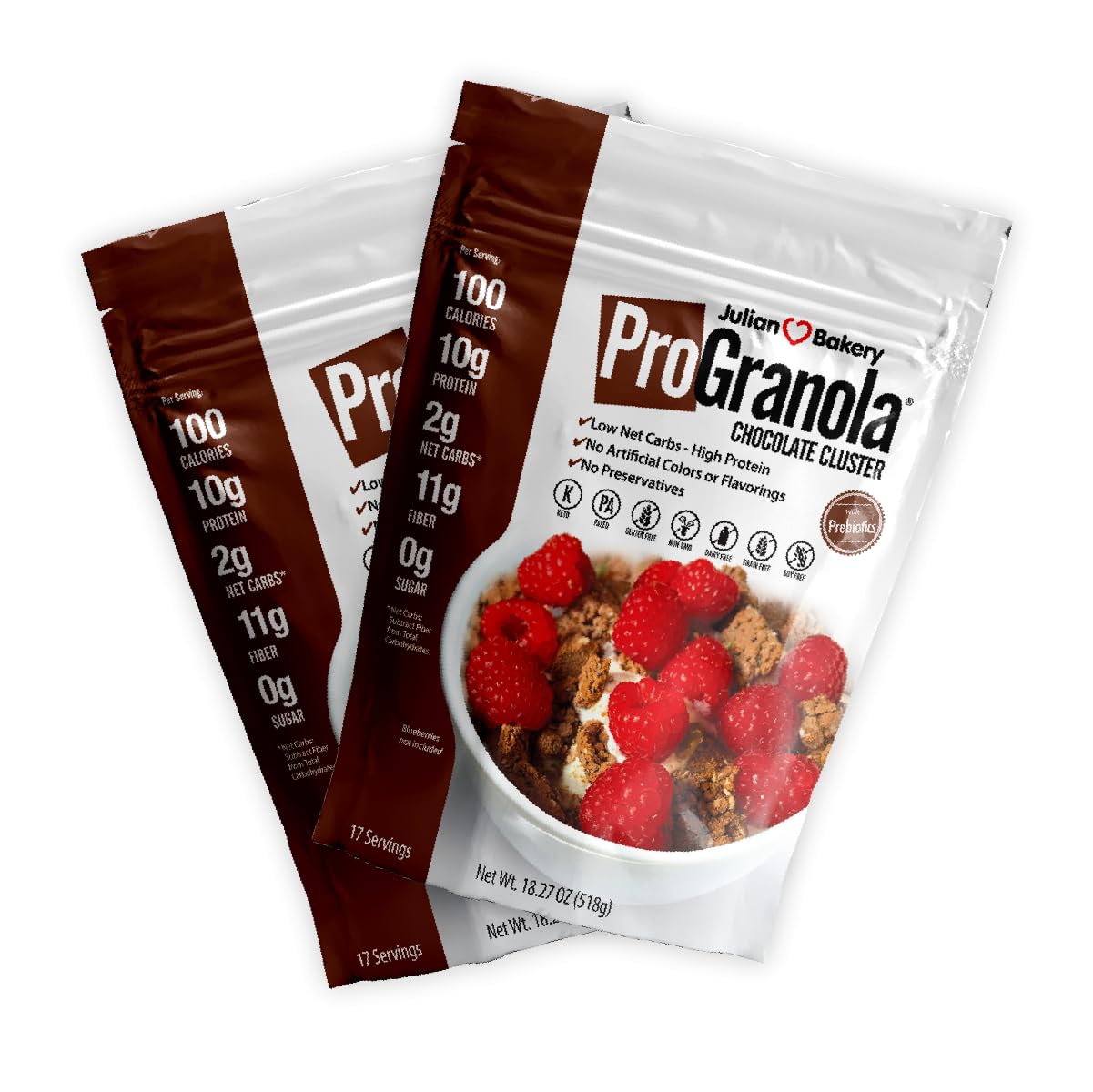 Julian Bakery empaque frontal que muestra pack doble y beneficio alto en proteína