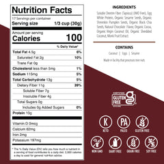 Julian Bakery etiqueta nutricional mostrando proteína 13g y 3g netos