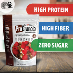 Julian Bakery granola textura crujiente en primer plano aporta saciedad