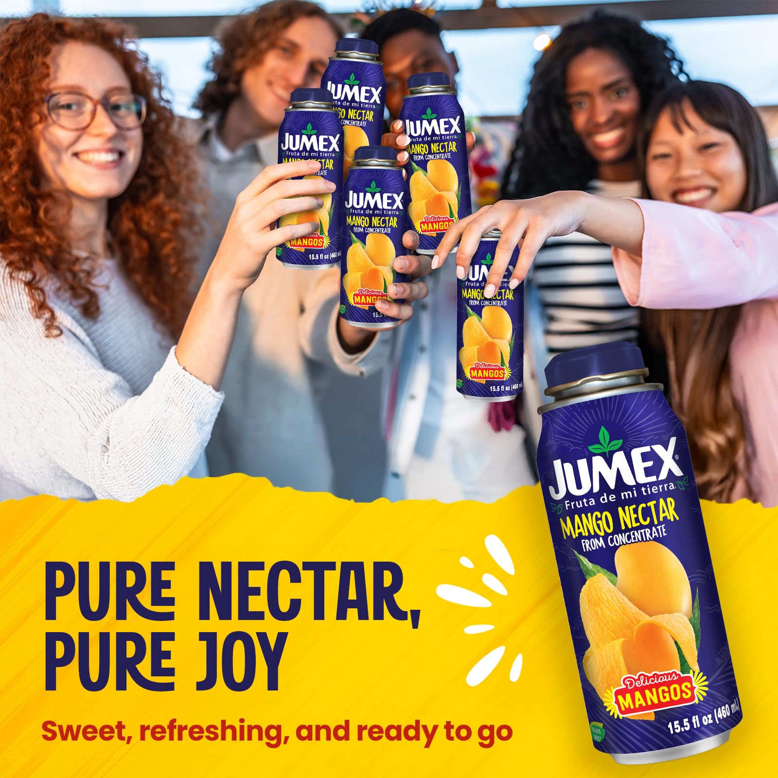 Jumex botella abierta lista para beber, práctico y resellable
