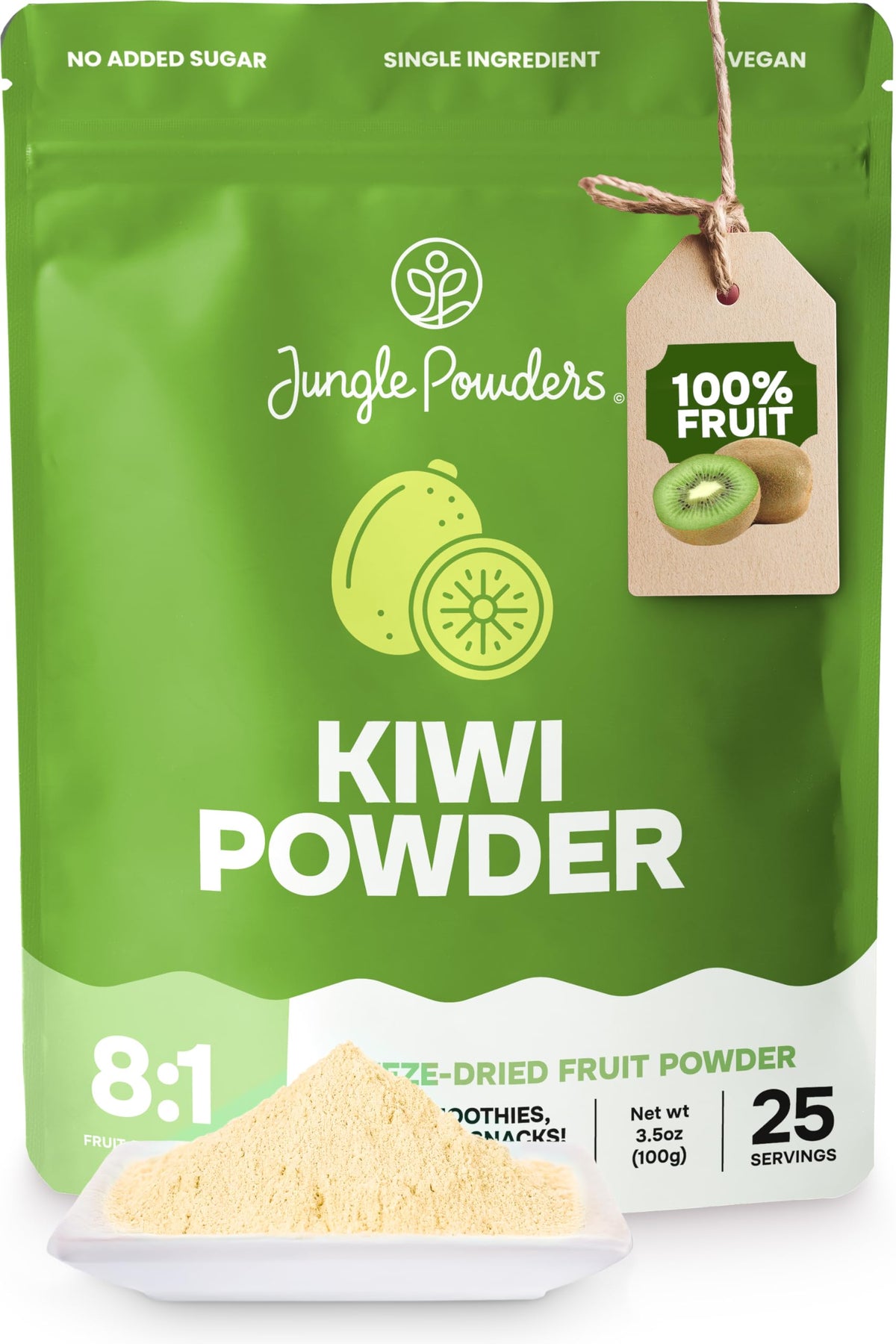 Jungle Powders frente del empaque mostrando formato y peso útil