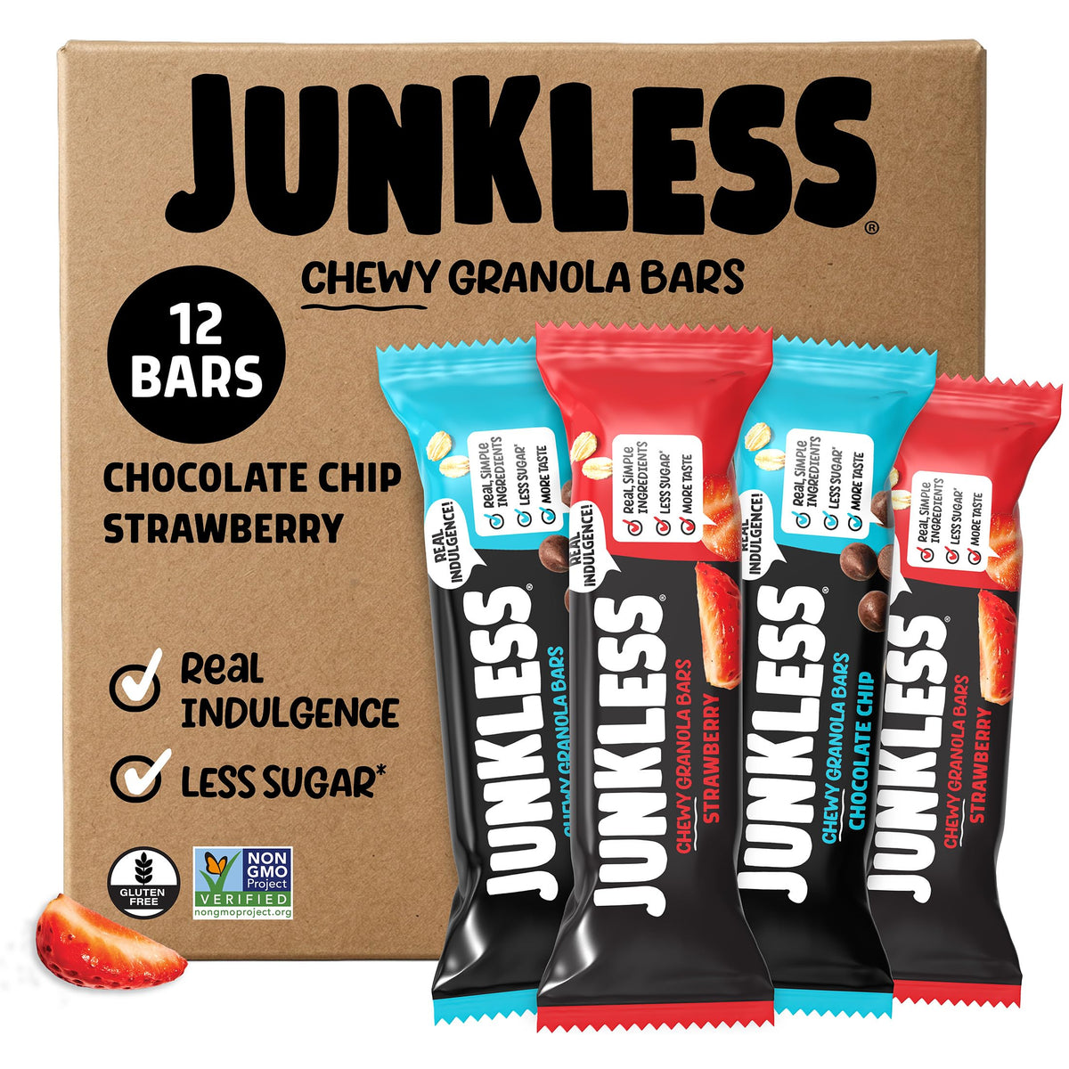 Junkless frente del empaque doble mostrando variedad y conveniencia