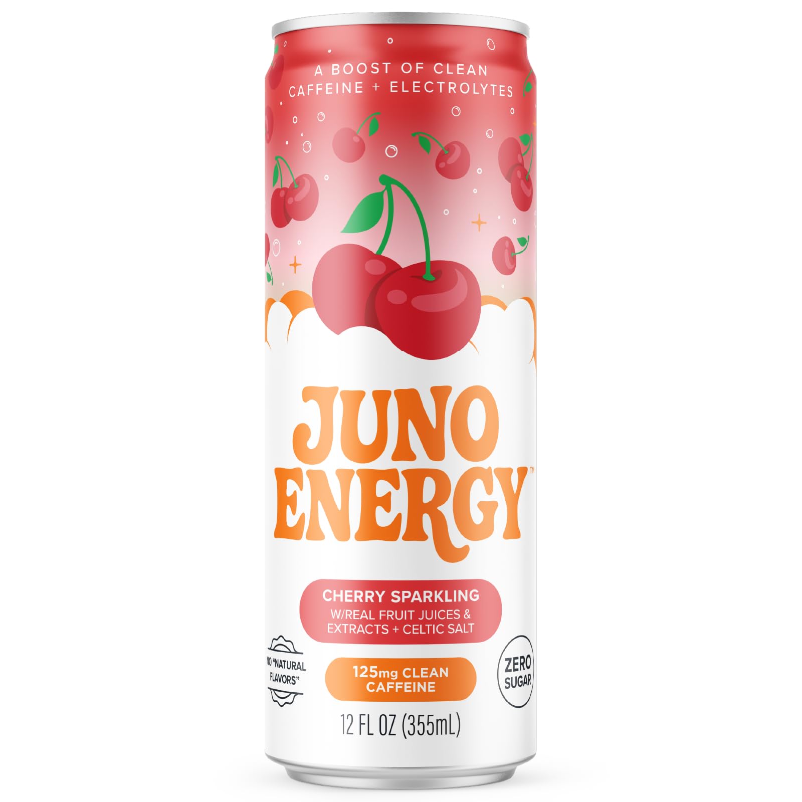 JUNO ENERGY etiqueta con ingredientes orgánicos y electrolitos resaltados