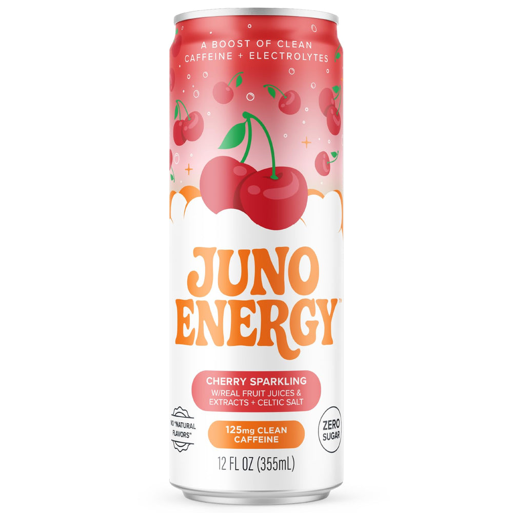 JUNO ENERGY etiqueta con ingredientes orgánicos y electrolitos resaltados