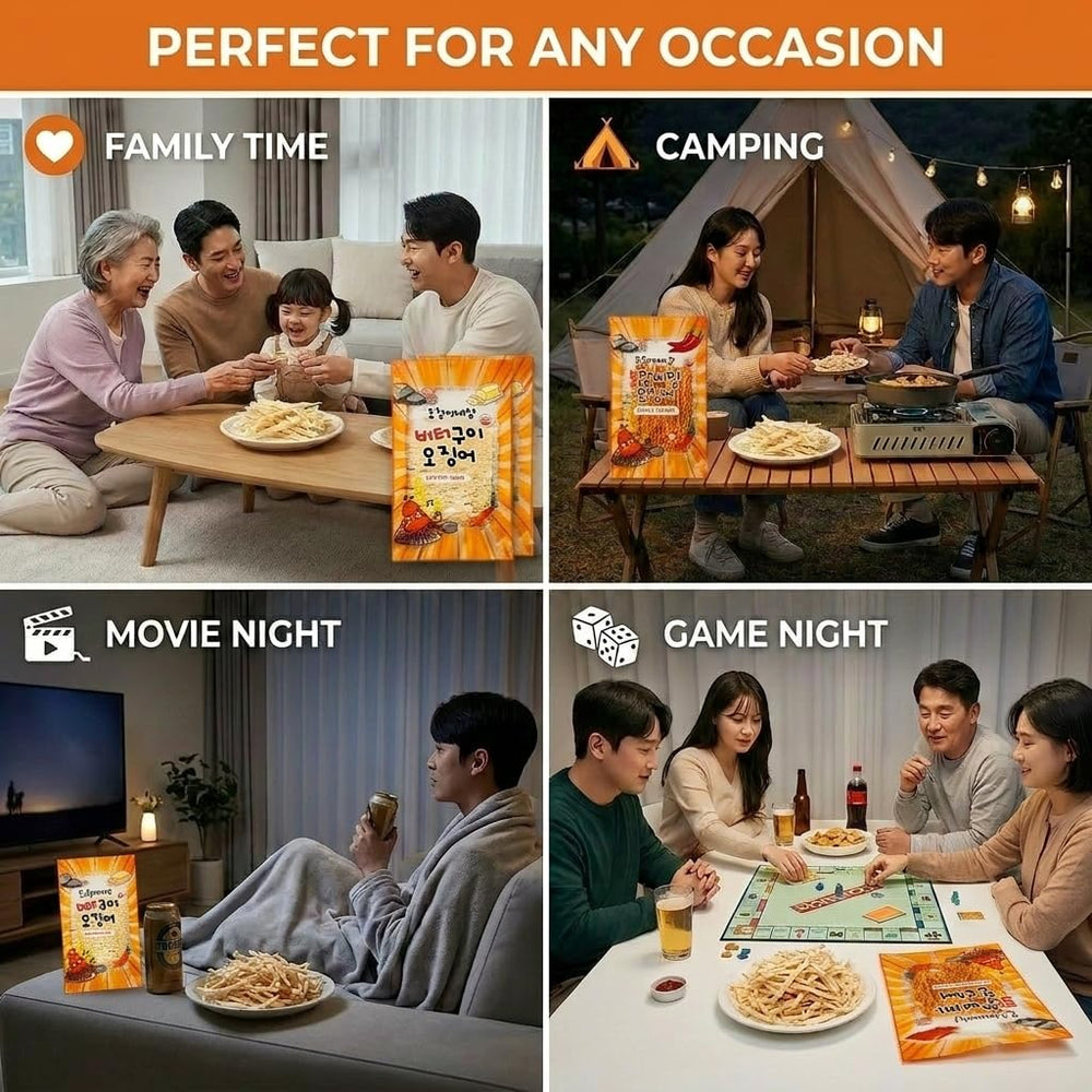 K-Herb calamar servido en mesa como snack para reuniones y ocio